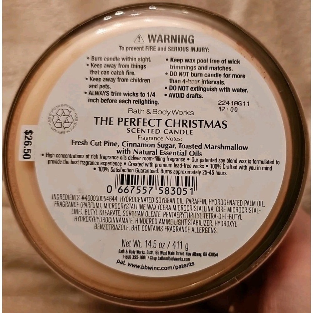 NEW Bath & Body Works The Perfect Christmas 3 Wick Jar Candle 14.5 oz Holiday - Picture 4 of 6